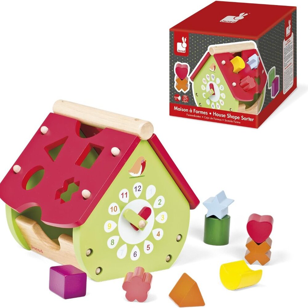 Janod  Wooden Garden House Shape Sorter / Maison à Formes Jardin  En Bois  NWT